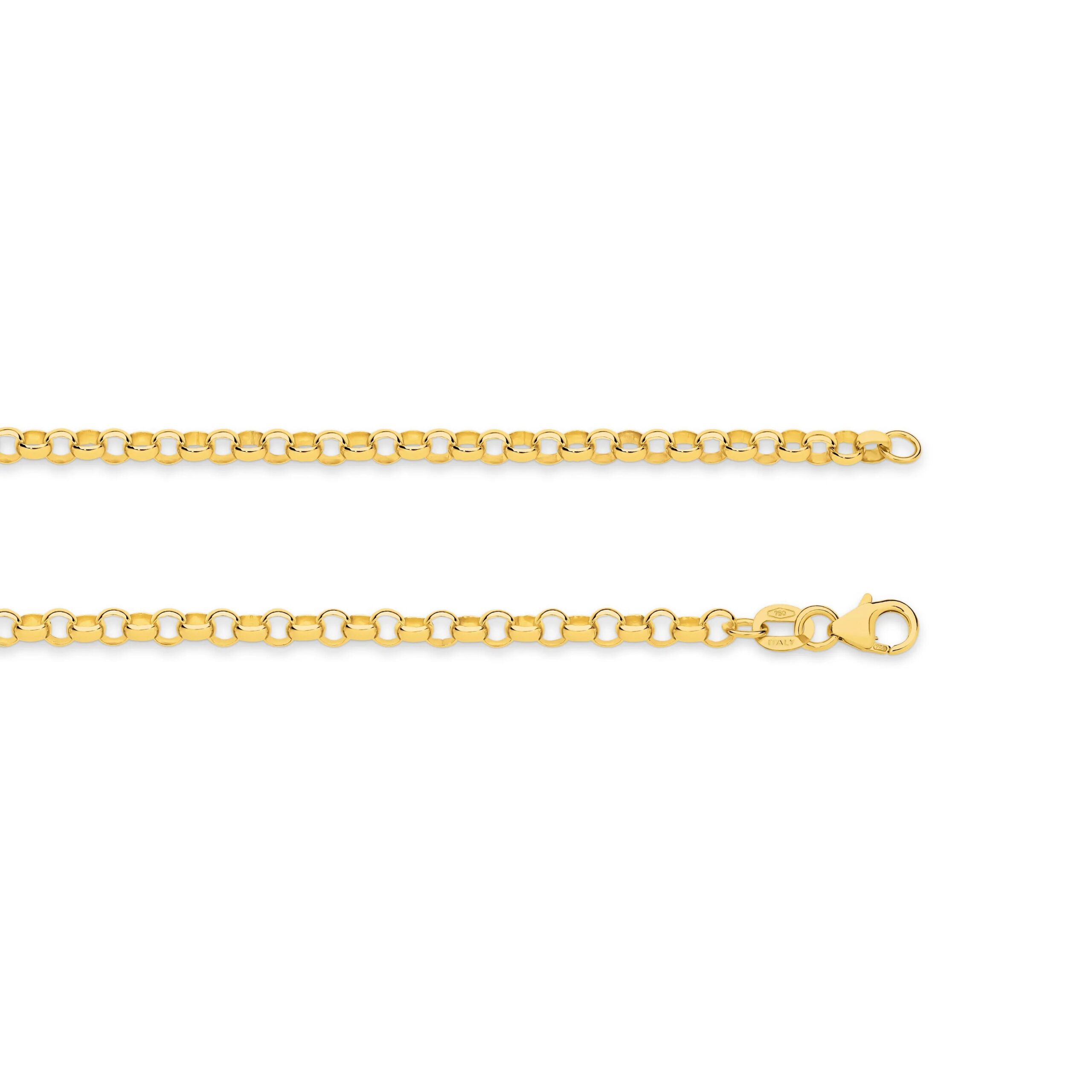 Alternate angle of Belcher gold chain 3.3mm