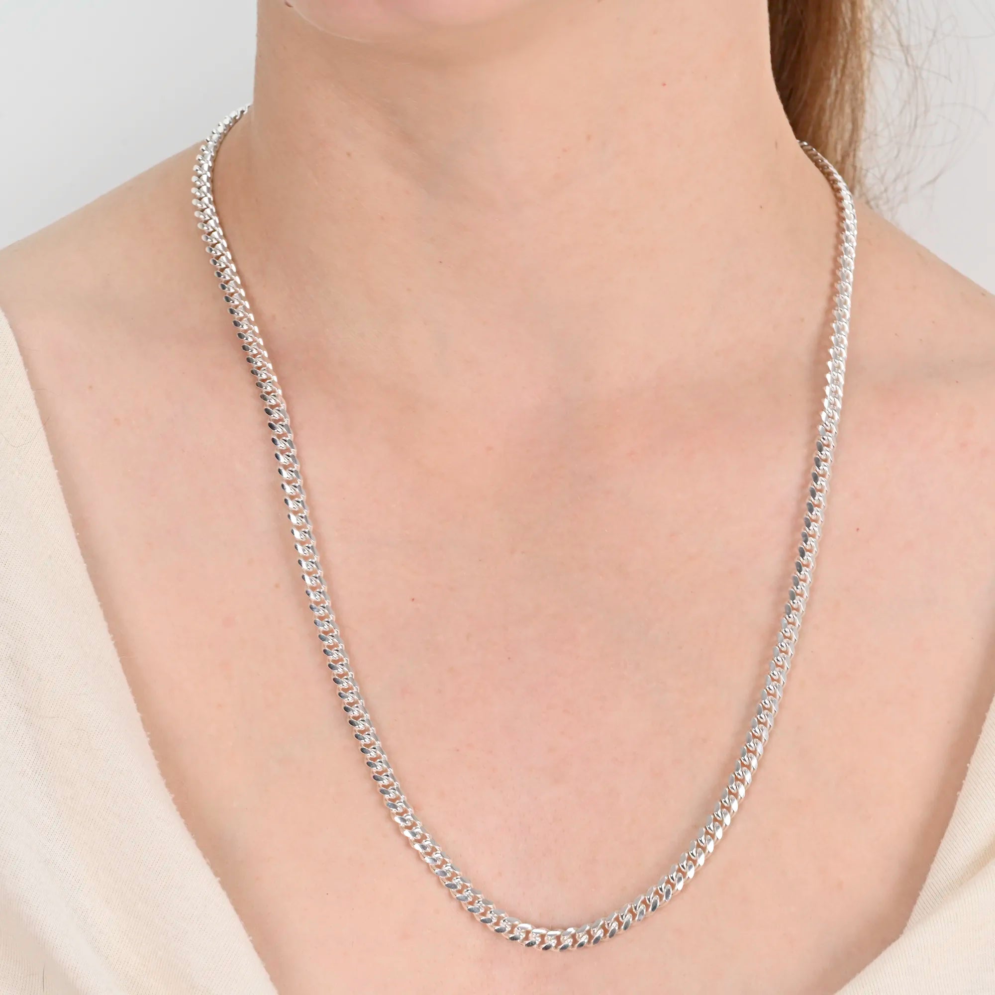 Close-up detail of Miami Cuban Silver Chain 4.9mm