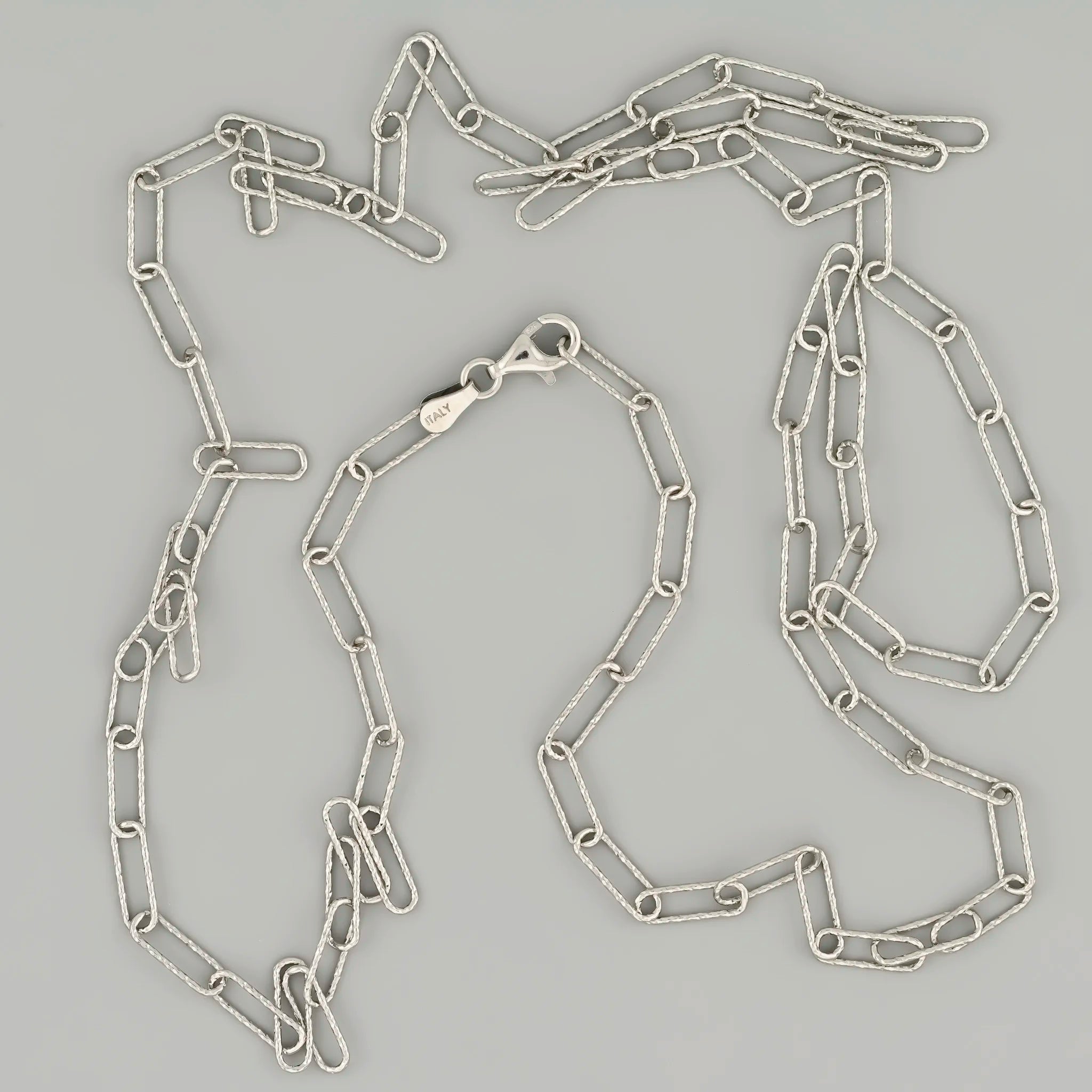 Large Paperclip Silver Chain Rhodium Plated — Italian made