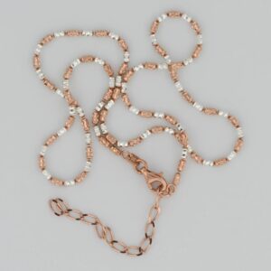 Long Beads Silver Chain Rose Gold & Rhodium