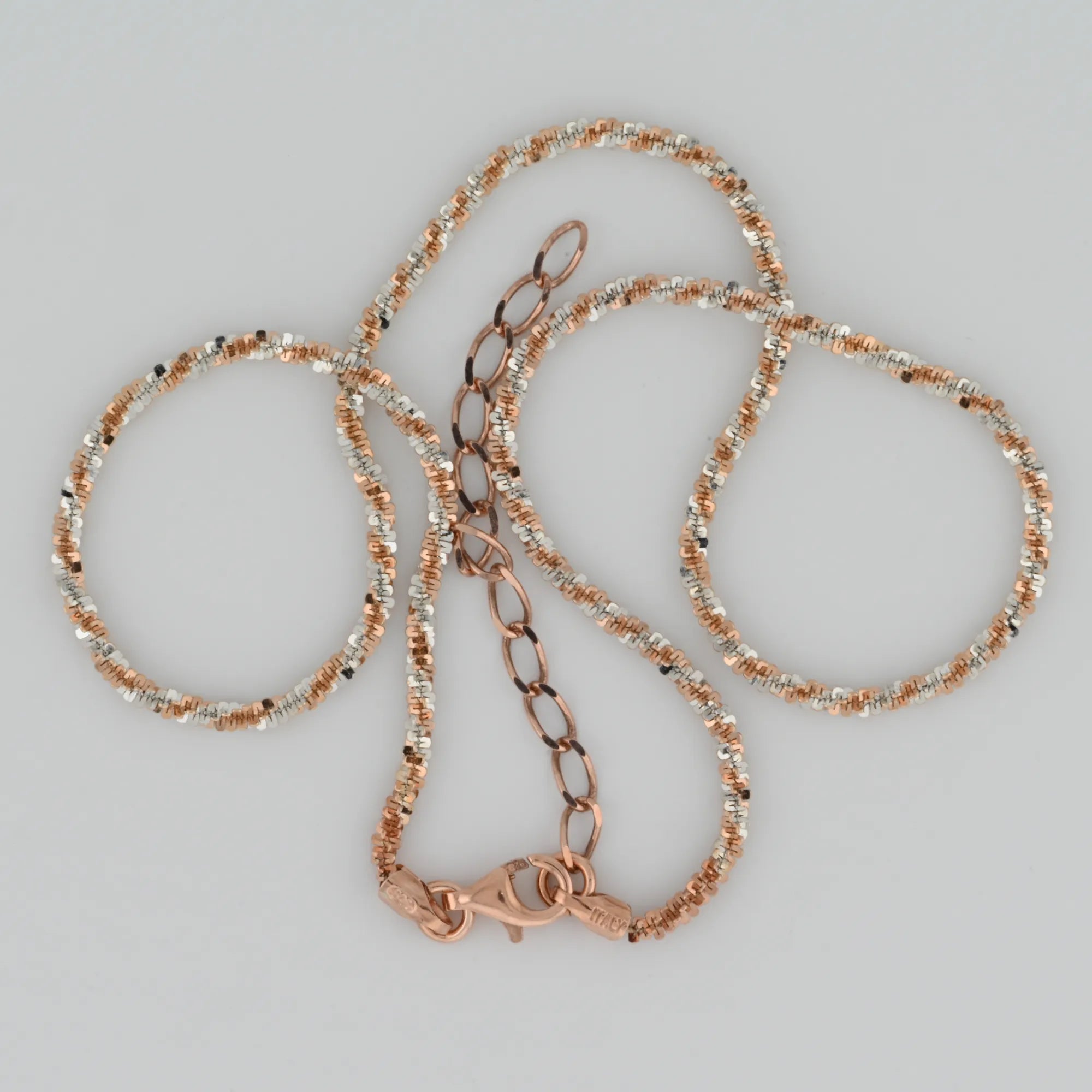Margarita Silver Chain Rose Gold & Rhodium Plated — Italian made sterling silver