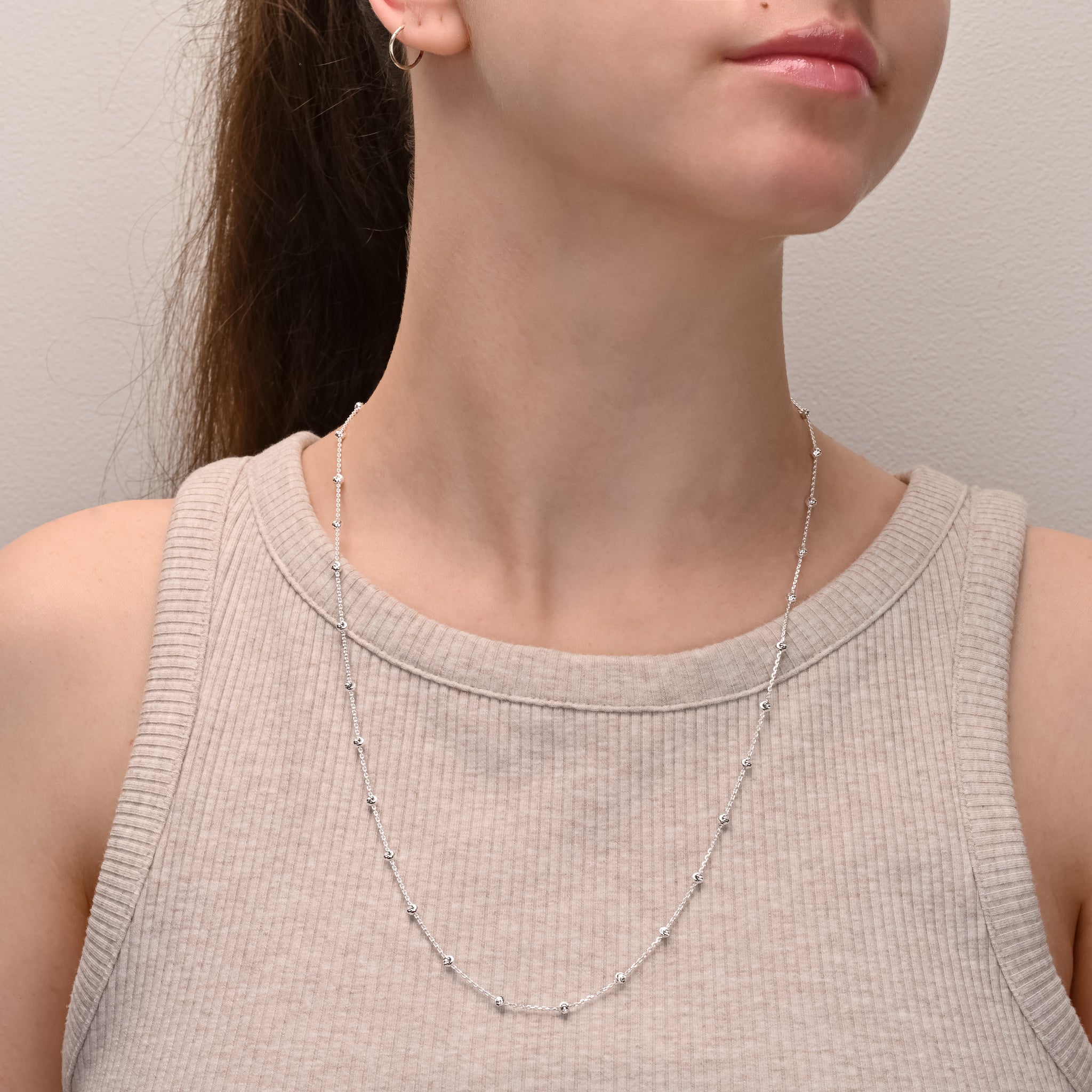 Studio shot of Silver Chain With Round Beads