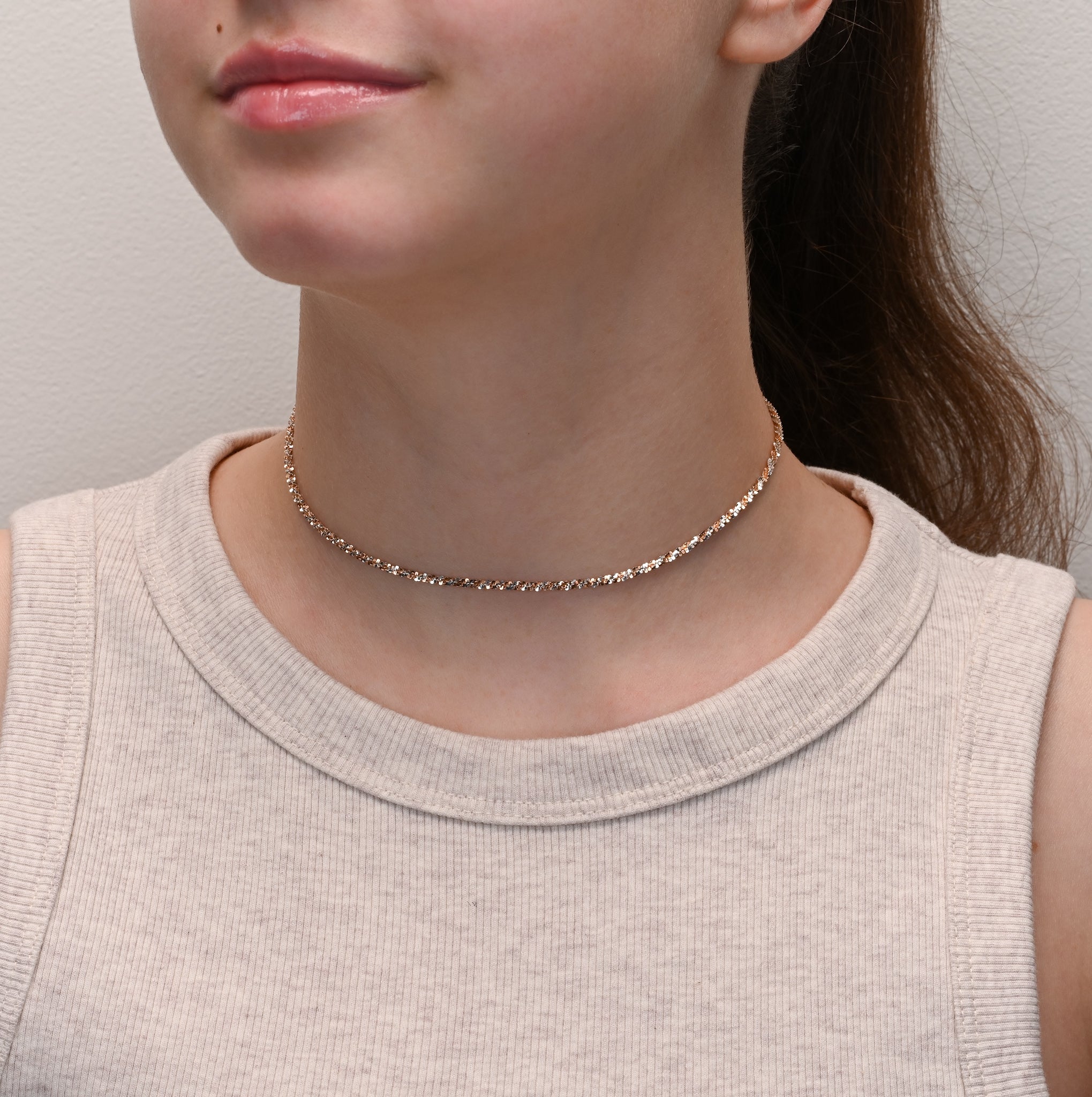 Alternate angle of Margarita Silver Chain Rose Gold & Rhodium Plated