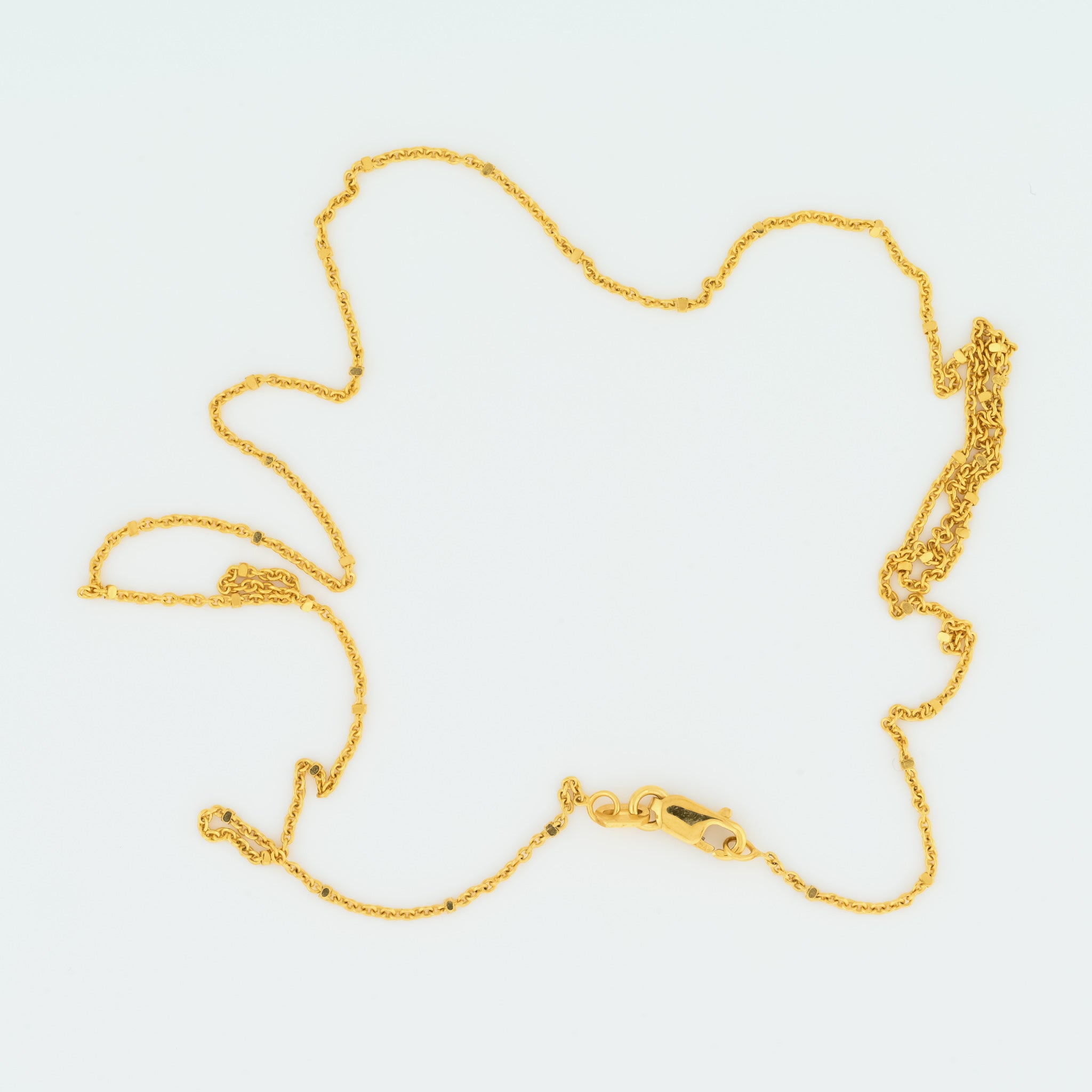 Gold cable chain with square beads — Italian made sterling silver