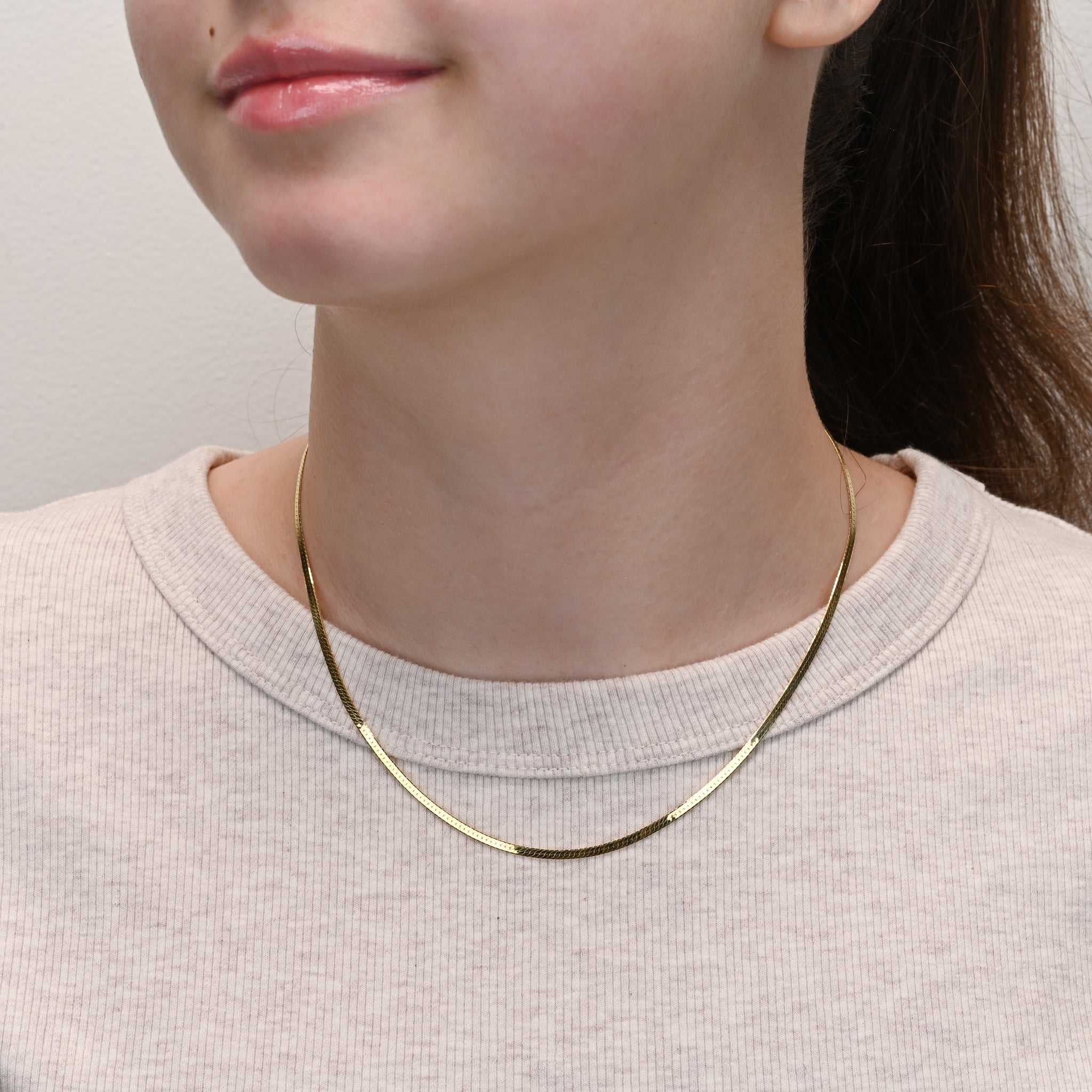 Studio shot of Herringbone Gold-Plated Silver Chain 2mm
