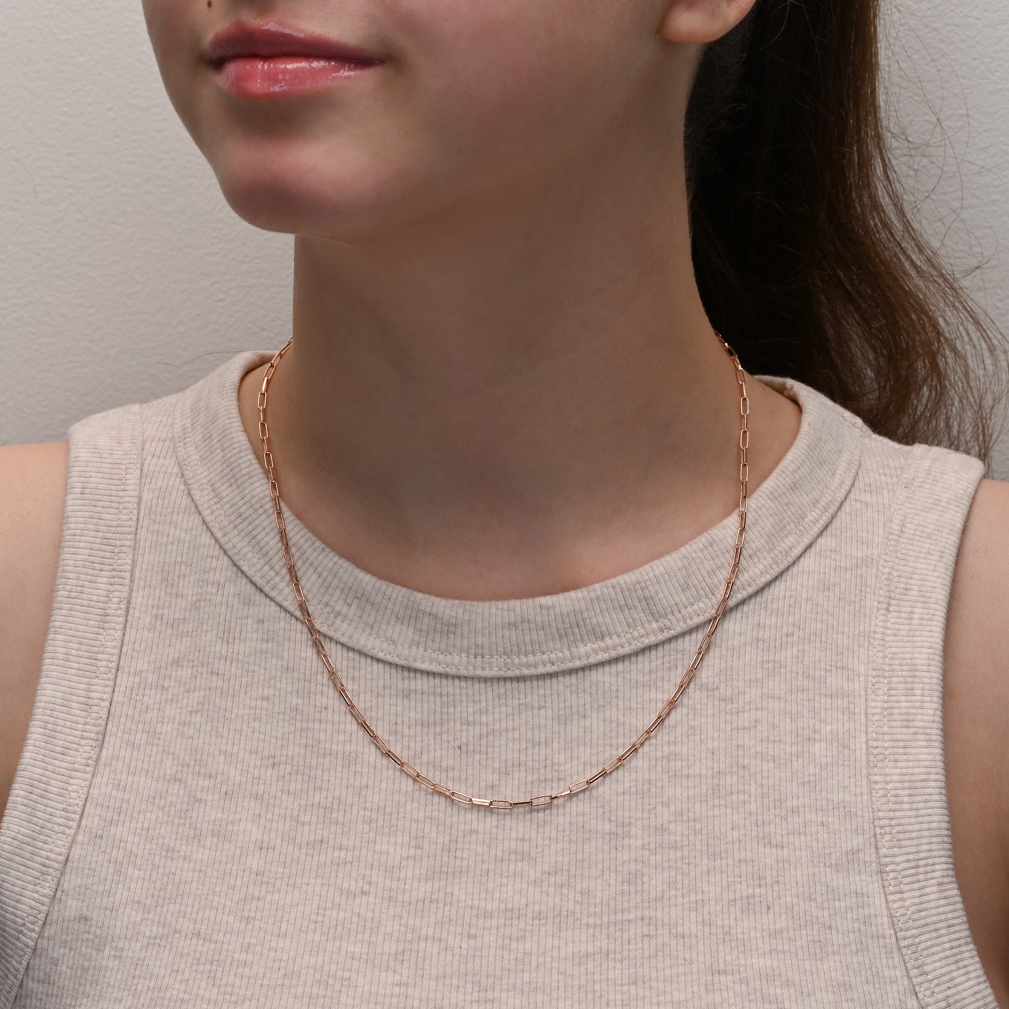 Studio shot of Rose Gold Plated Silver Paperclip Chain