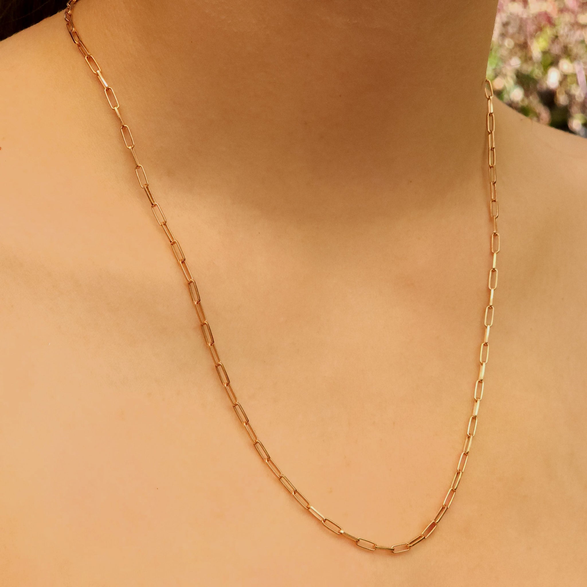 Detail view of Rose Gold Plated Silver Paperclip Chain