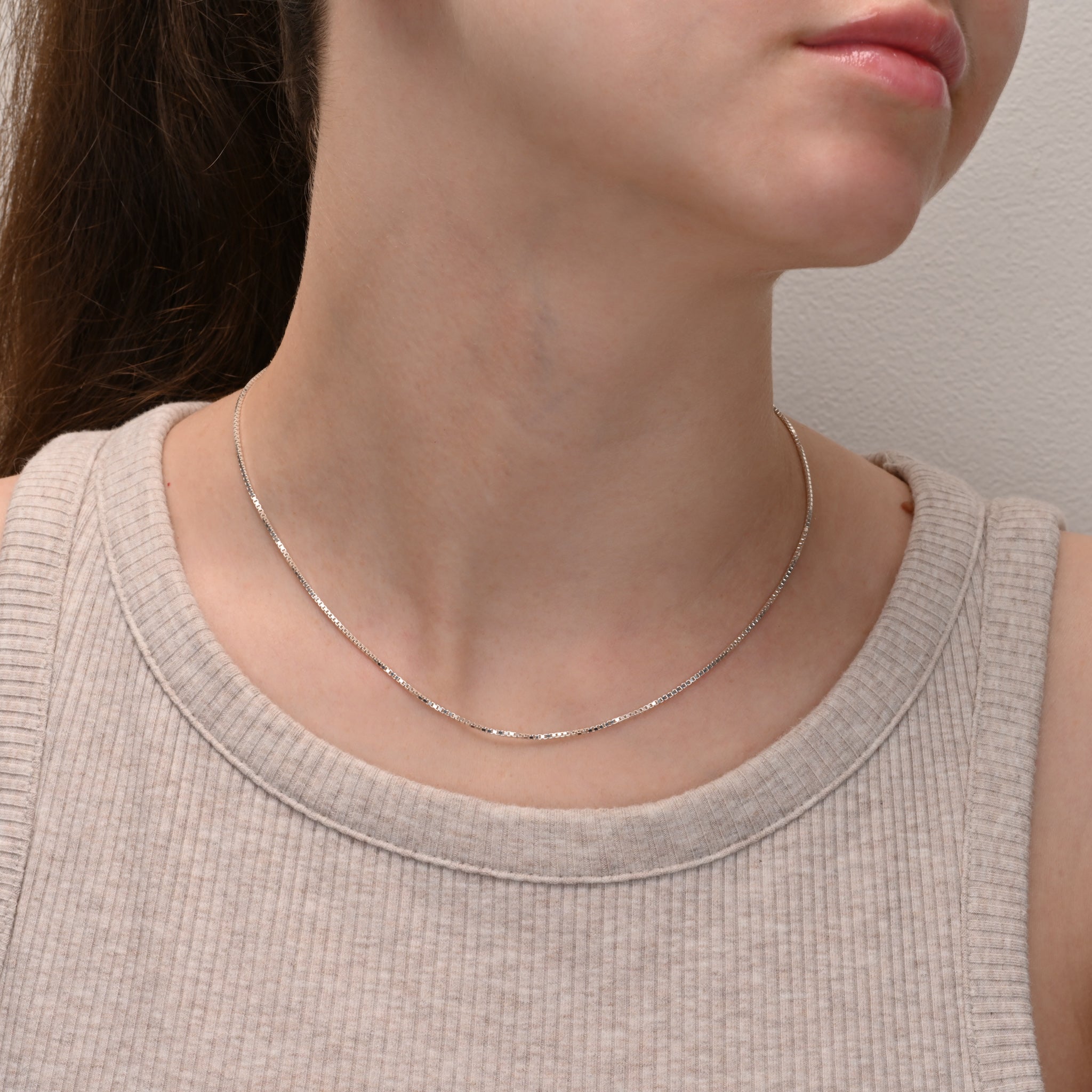 Studio shot of Silver Box Chain 1.1mm