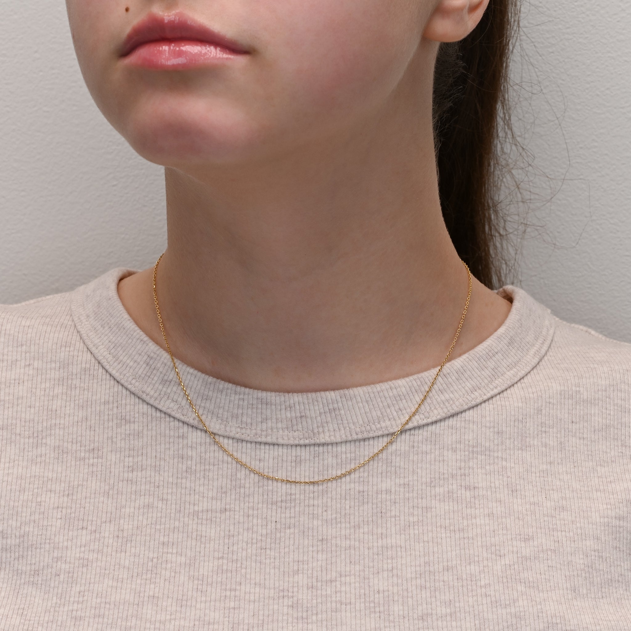 Studio shot of Delicate Gold Plated Sterling Silver Cable Chain
