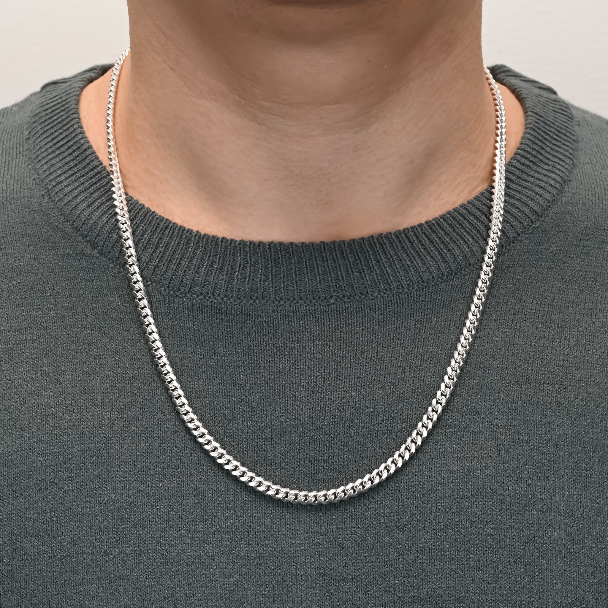 Side view of Miami Cuban Silver Chain 4.9mm