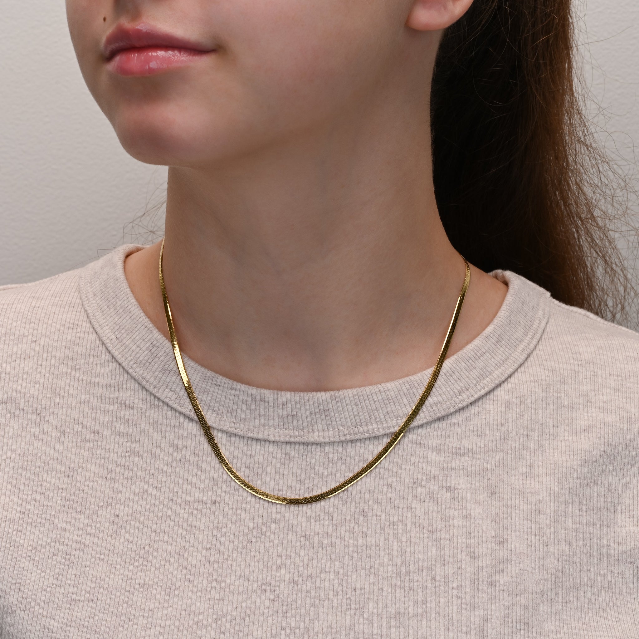 Studio shot of Herringbone Gold-Plated Silver Chain 2.7mm