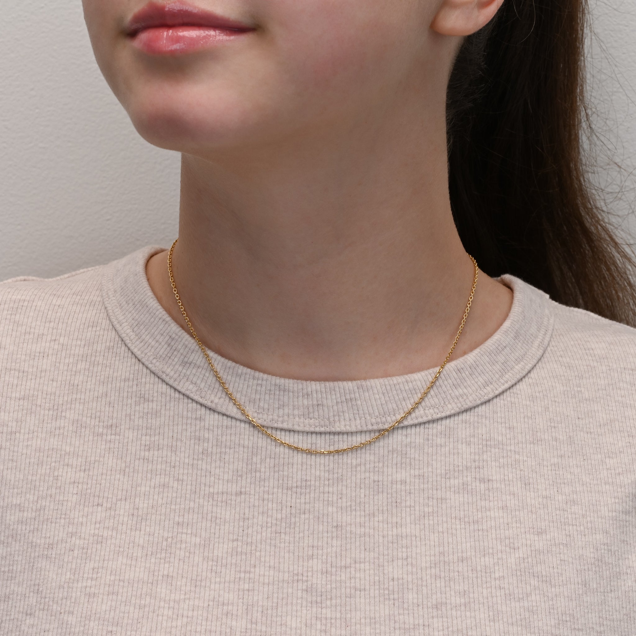 Studio shot of Gold Plated Silver Cable Chain 1.4mm