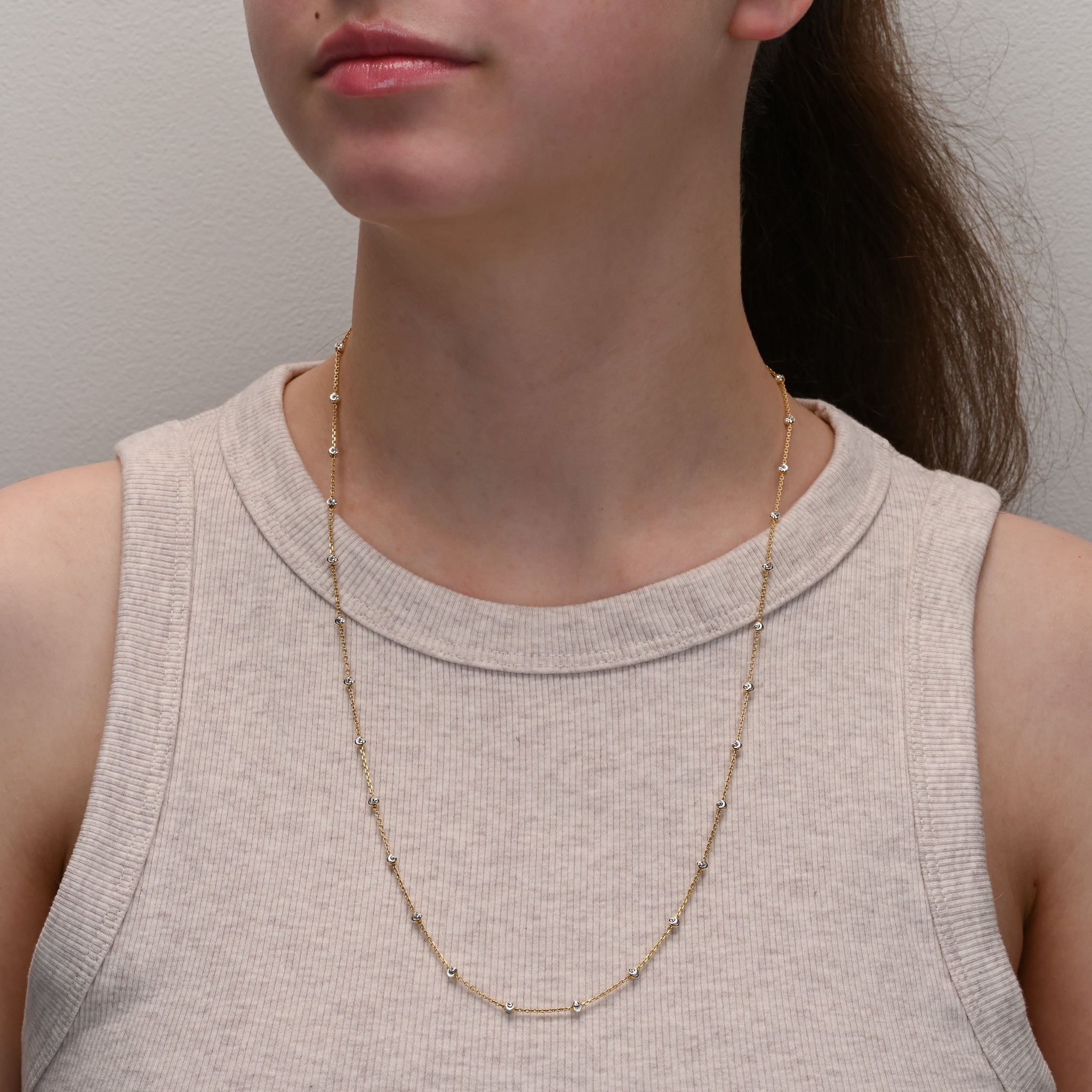 Detail view of Gold-Plated Sterling Silver Chain Silver Beads