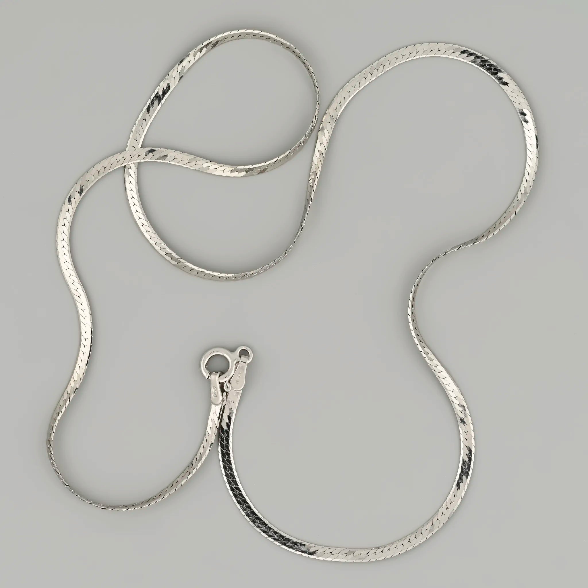 Herringbone Rhodium Plated Silver Chain 2.7mm — Italian made sterling silver