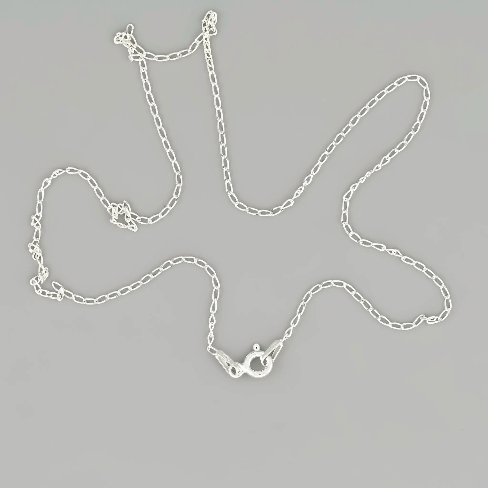 Long curb diamond cut silver chain 1.3mm — Italian made sterling silver