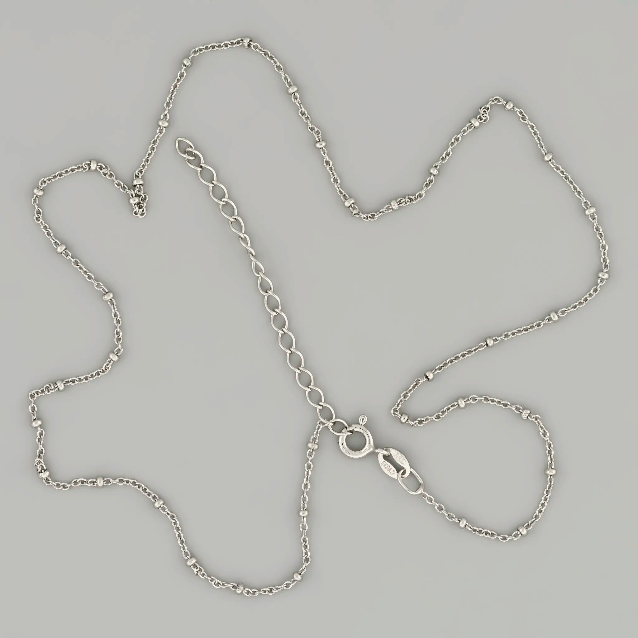 Rhodium plated silver chain with small beads