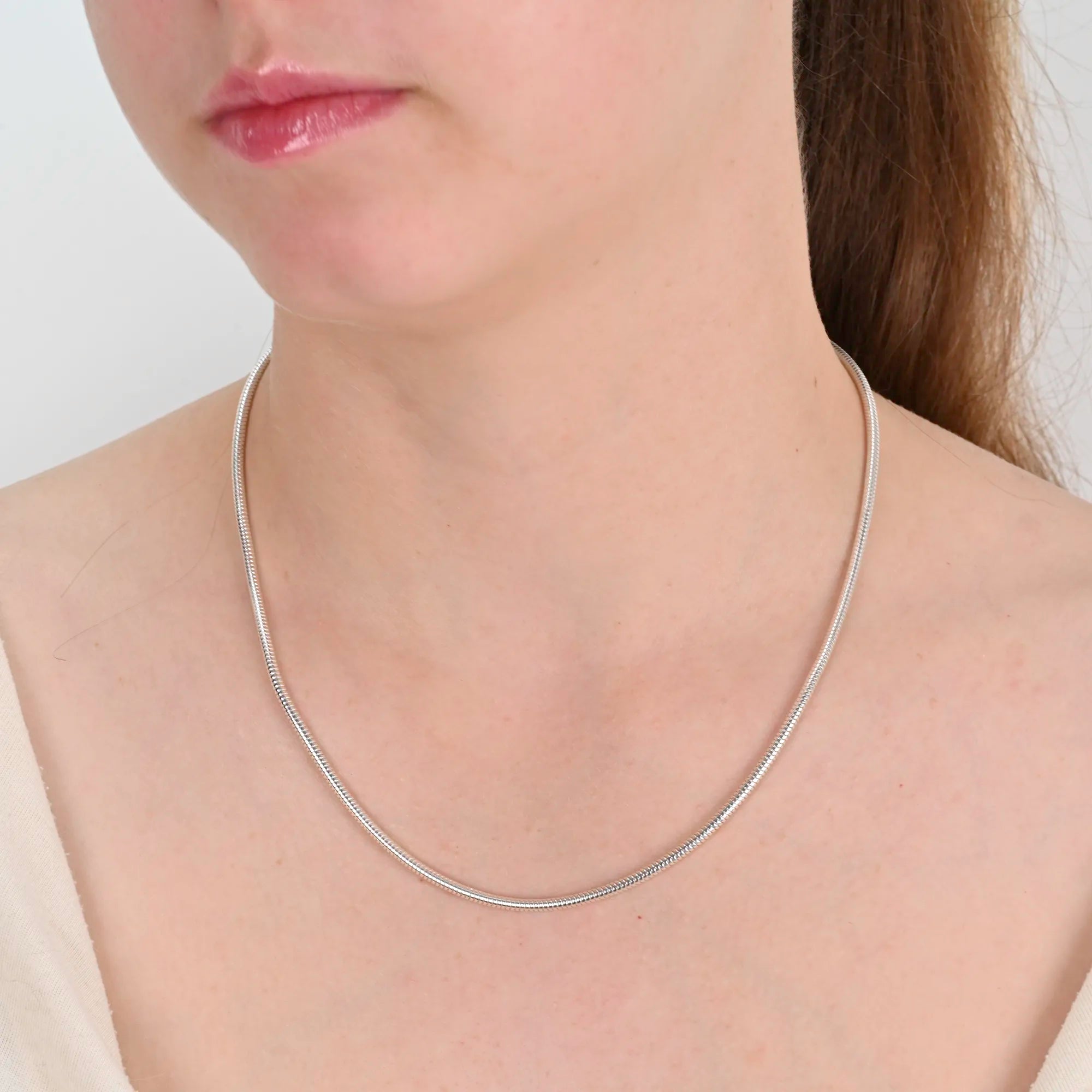 Close-up detail of Silver Chain Snake Chain 2.4mm