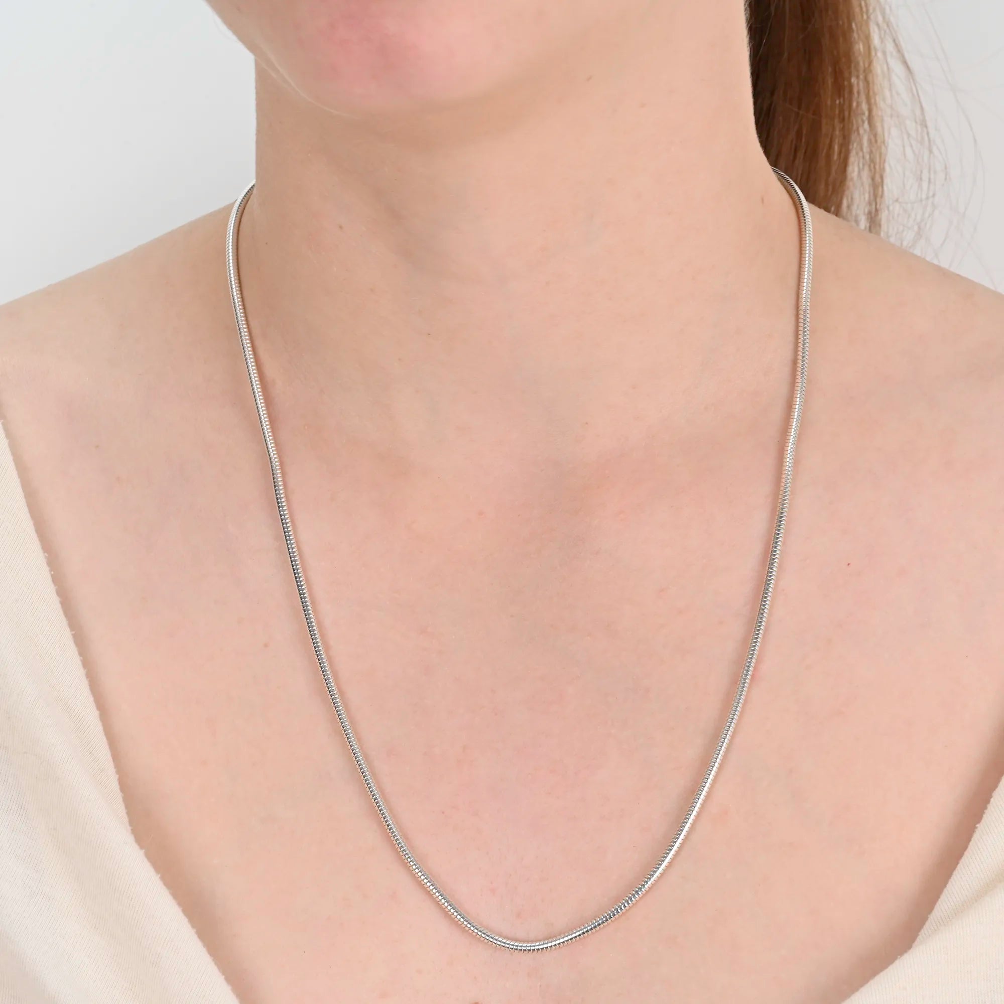 Alternate angle of Silver Chain Snake Chain 2.4mm
