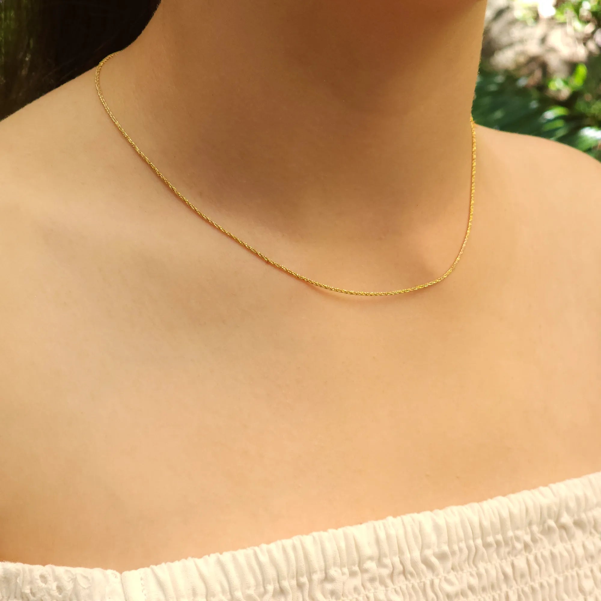 Side view of Margarita Yellow Gold Plated Silver Chain