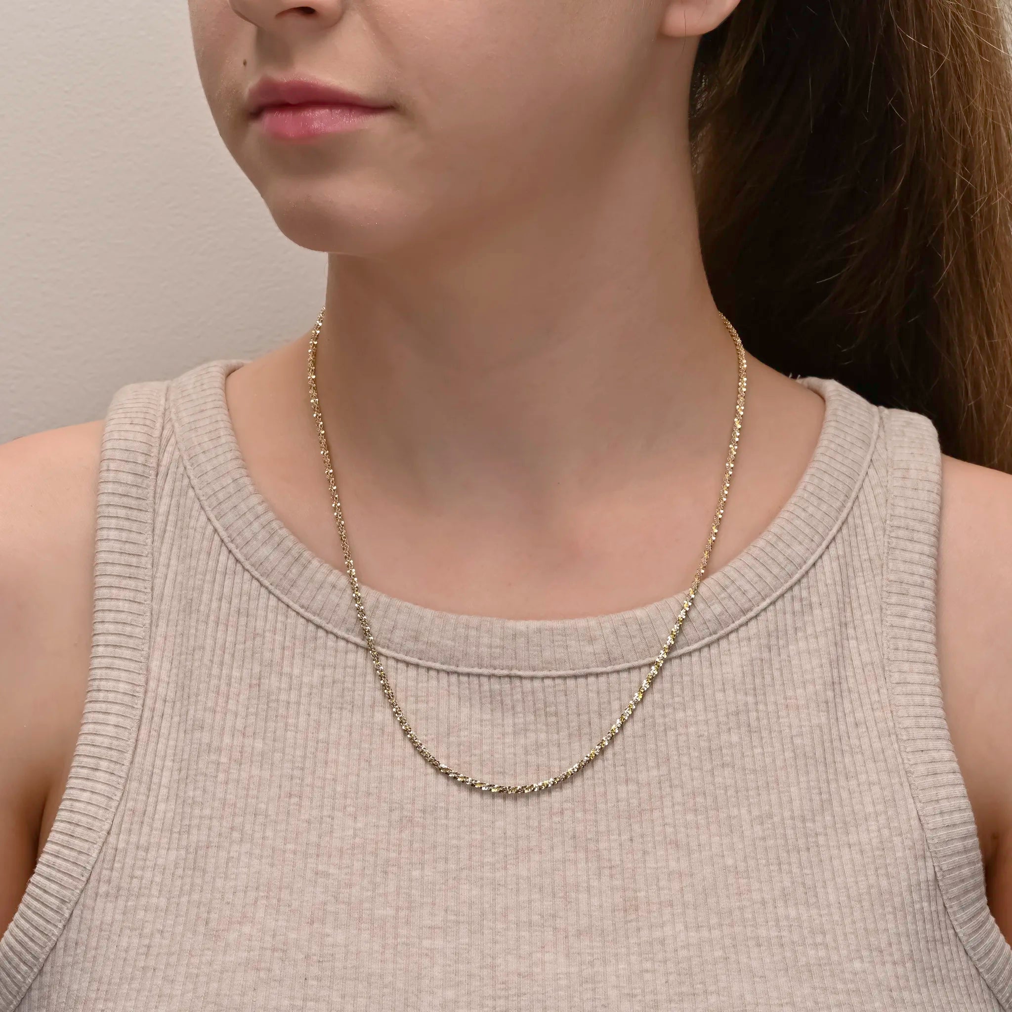 Close-up detail of Margarita Silver Chain Gold & Rhodium Plated 2.1