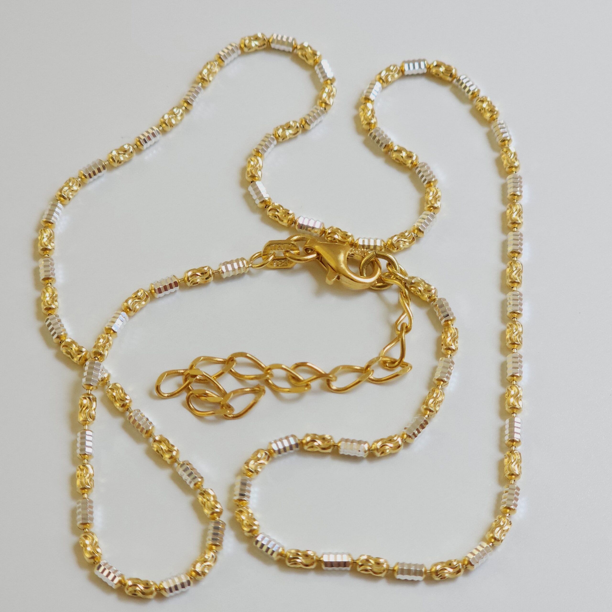Yellow Gold & Rodium Beaded Silver Chain