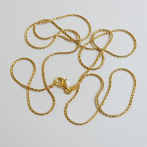 Yellow Gold Silver Chain Spiga 66cm — Italian made sterling silver